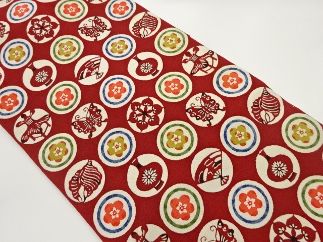 JAPANESE NAGOYA OBI / JODAI TSUMUGI / KATAZOME / BUTTERFLY